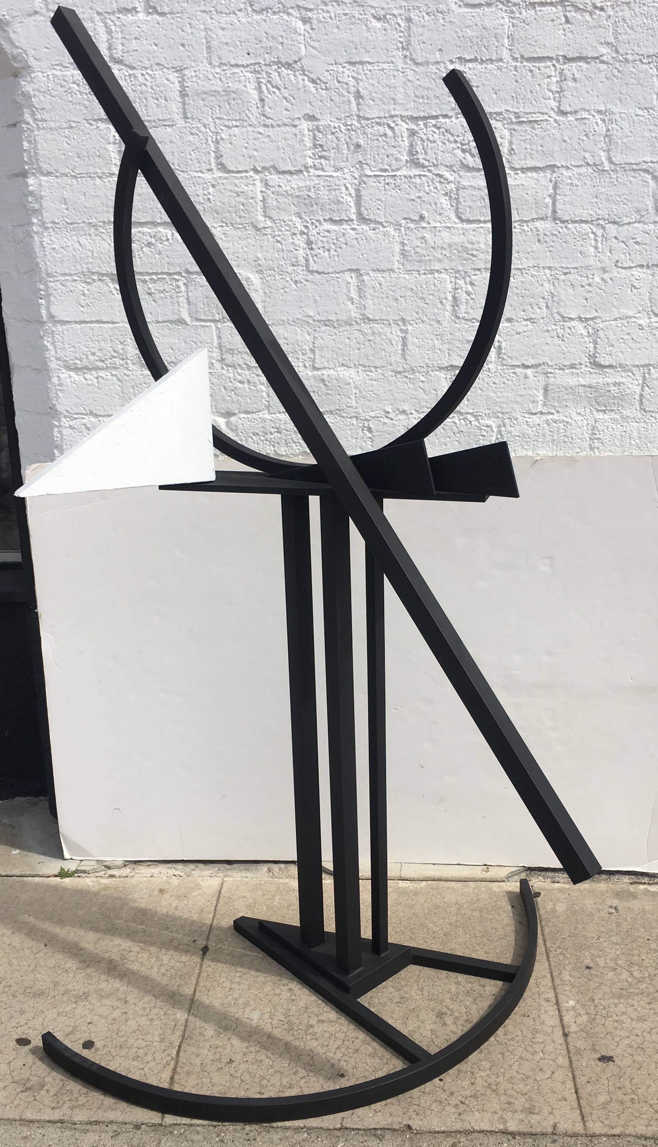 Amazing architectural sculpture by Guy Dill, Untitled (from Spanish Mirror Series), circa 1987.  Painted steel, signed and dated to white-painted element. Price reduced from $16,800.