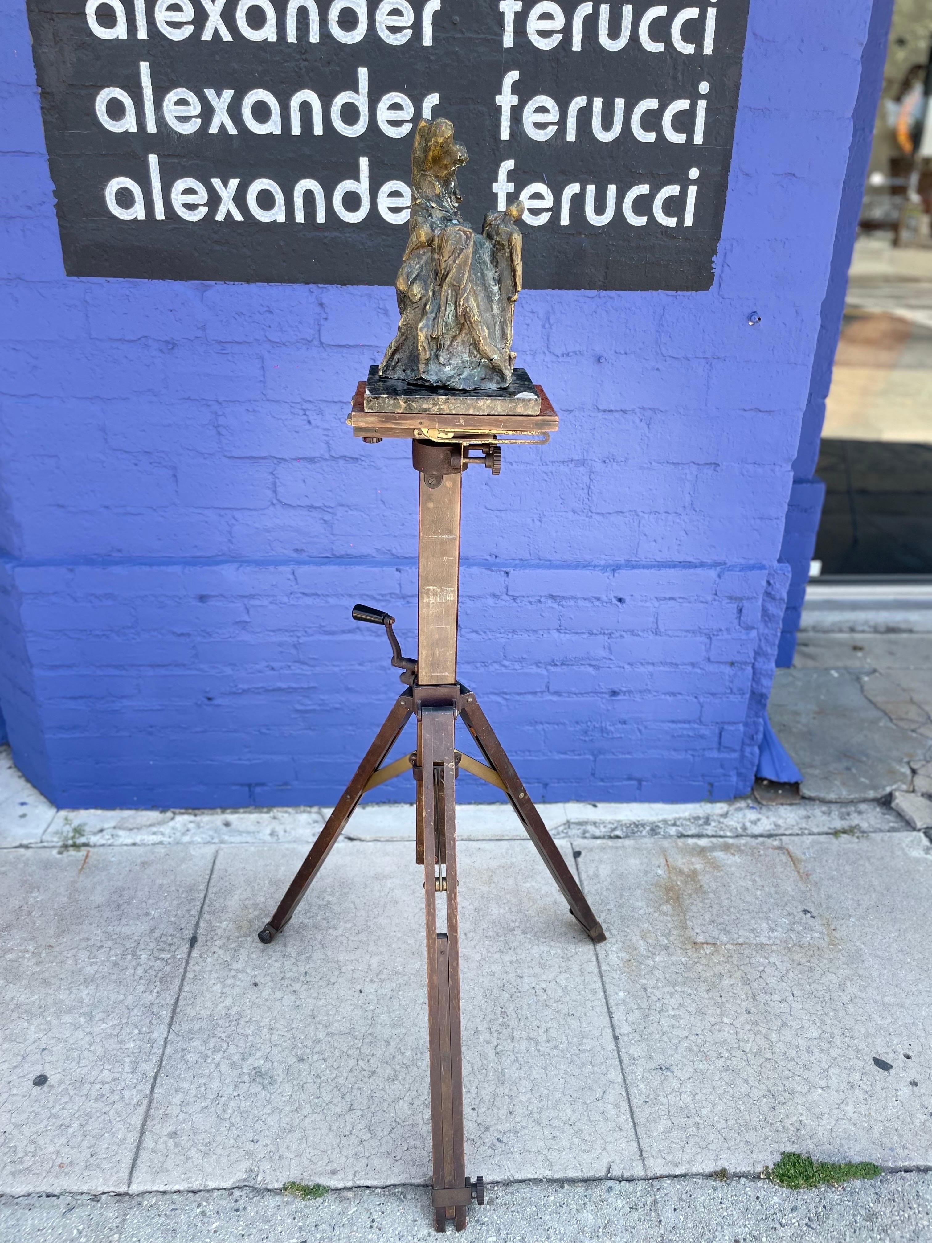 Expressionist Bronze Sculpture, France, 1930s With Adjustable Tripod For Sale 1