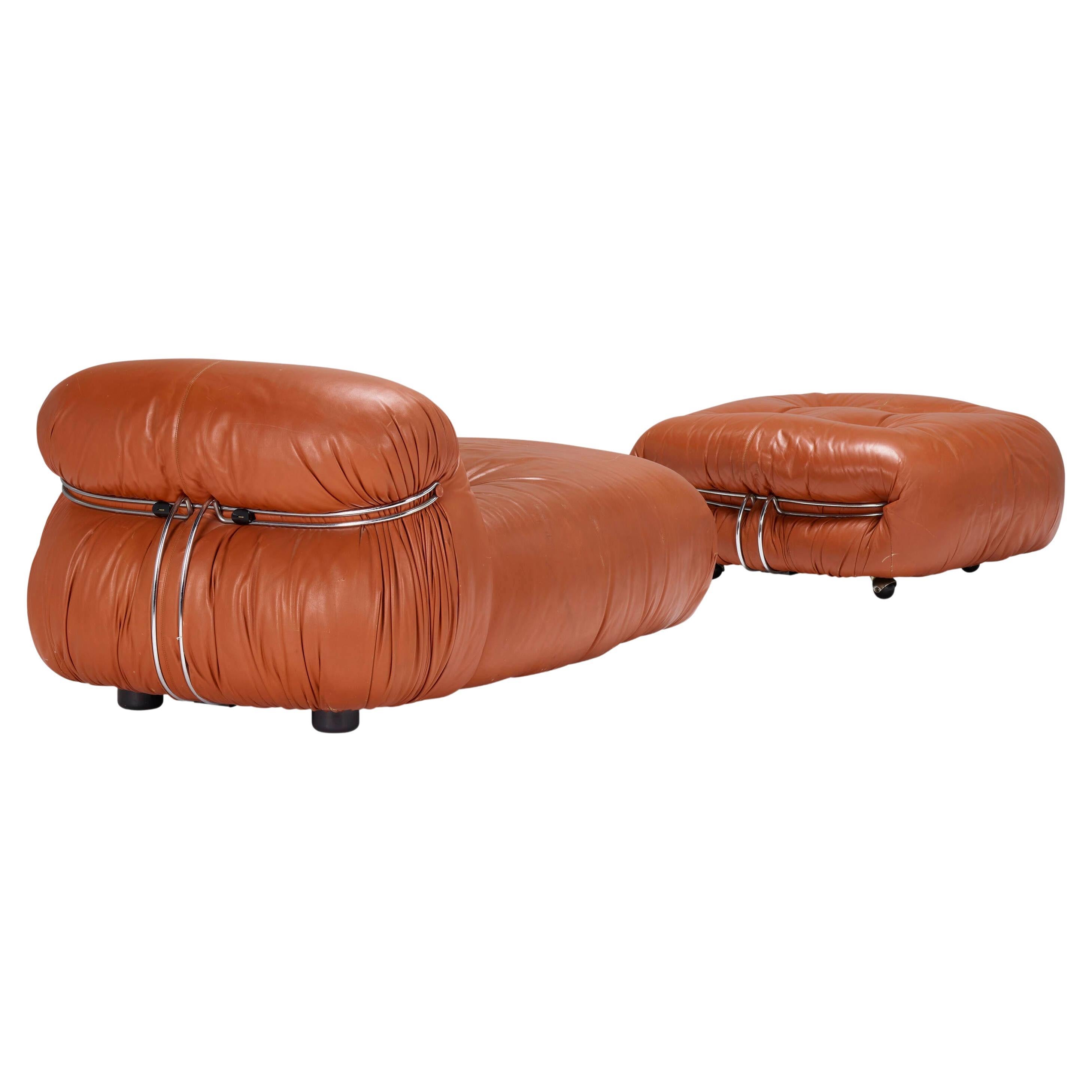 Afra and Tobia Scarpa Soriana Lounge Chair and Ottoman For Sale
