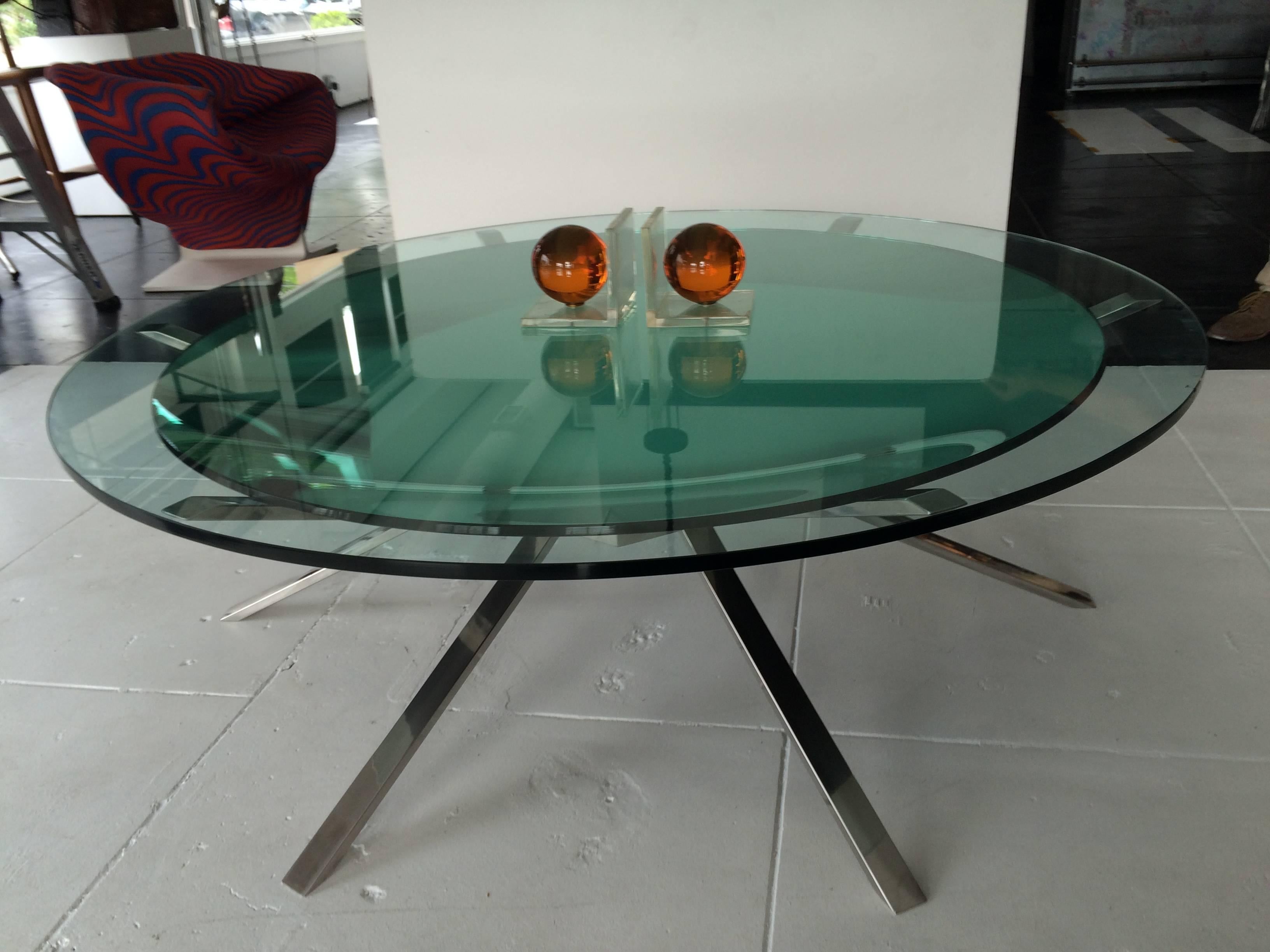 Italian Two-Layer Glass Coffee Table In Good Condition In Los Angeles, CA
