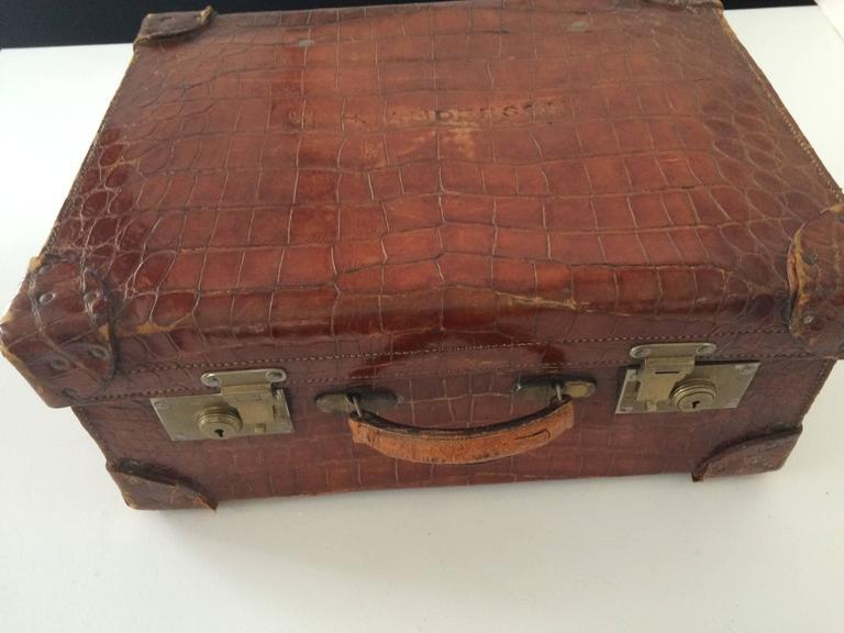 19th Century Victorian Crocodile Skin Suitcase With A, 60% OFF