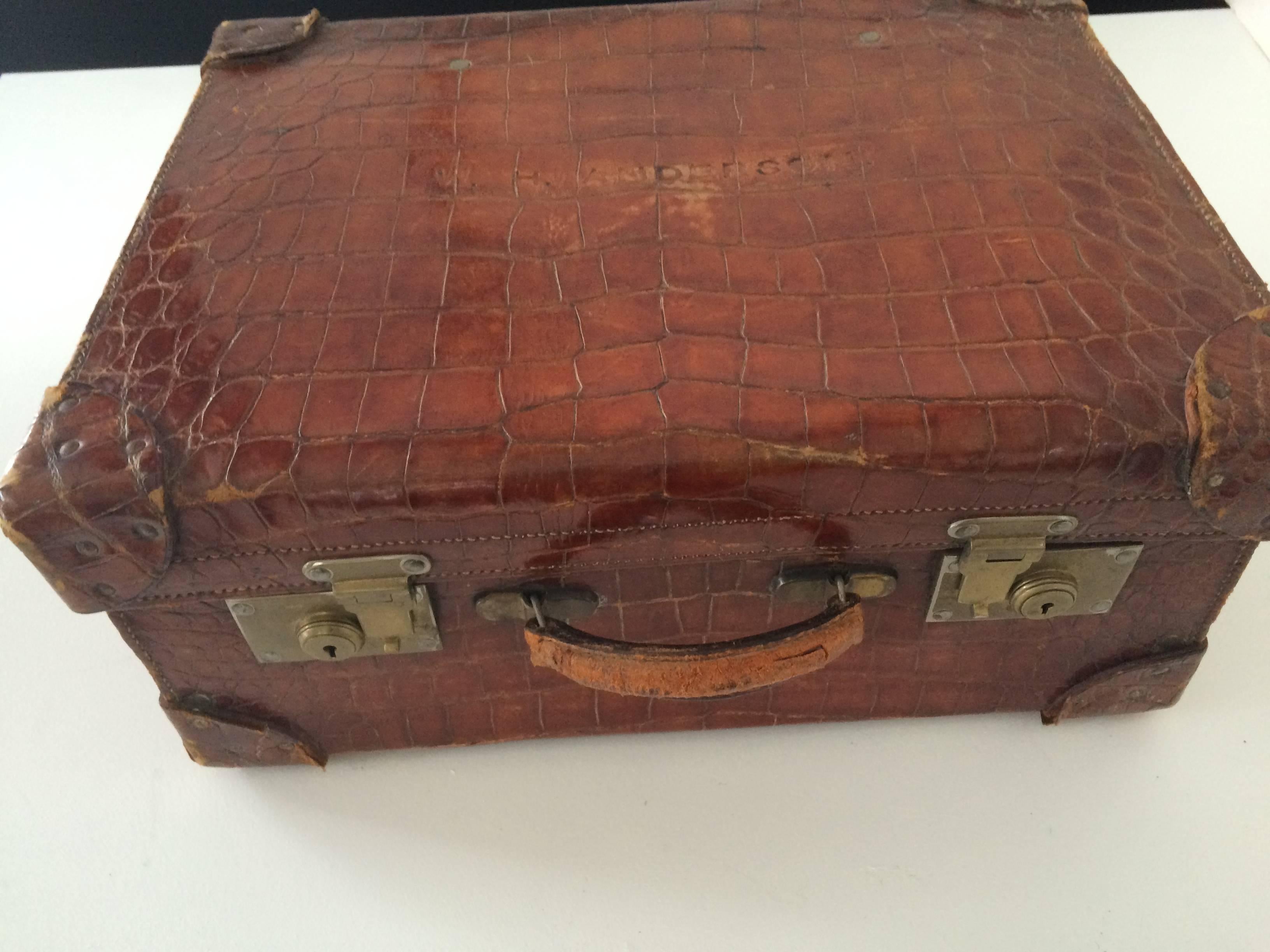 vintage alligator suitcase