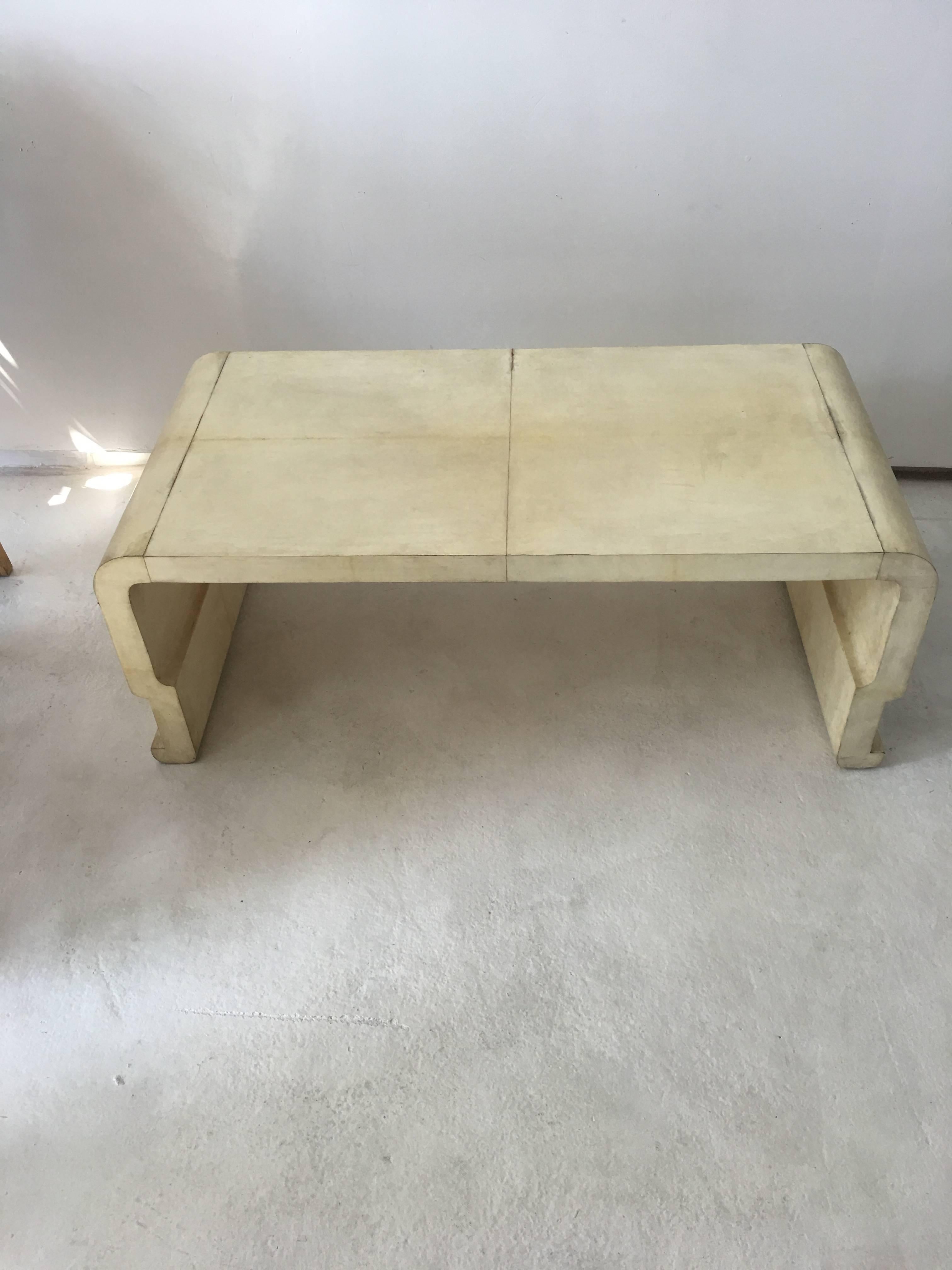 Most unique 20th century parchment coffee table, Italian, late 1940s.