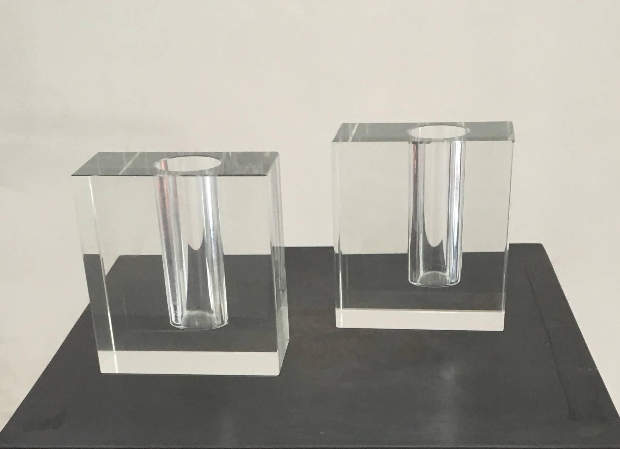 Pair of Crystal Vase Holders In Excellent Condition In Los Angeles, CA