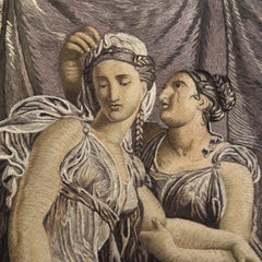 Psyche at Her Bath, Unique Hand-Embroidered Silk Fina Masterpiece, Museum Level