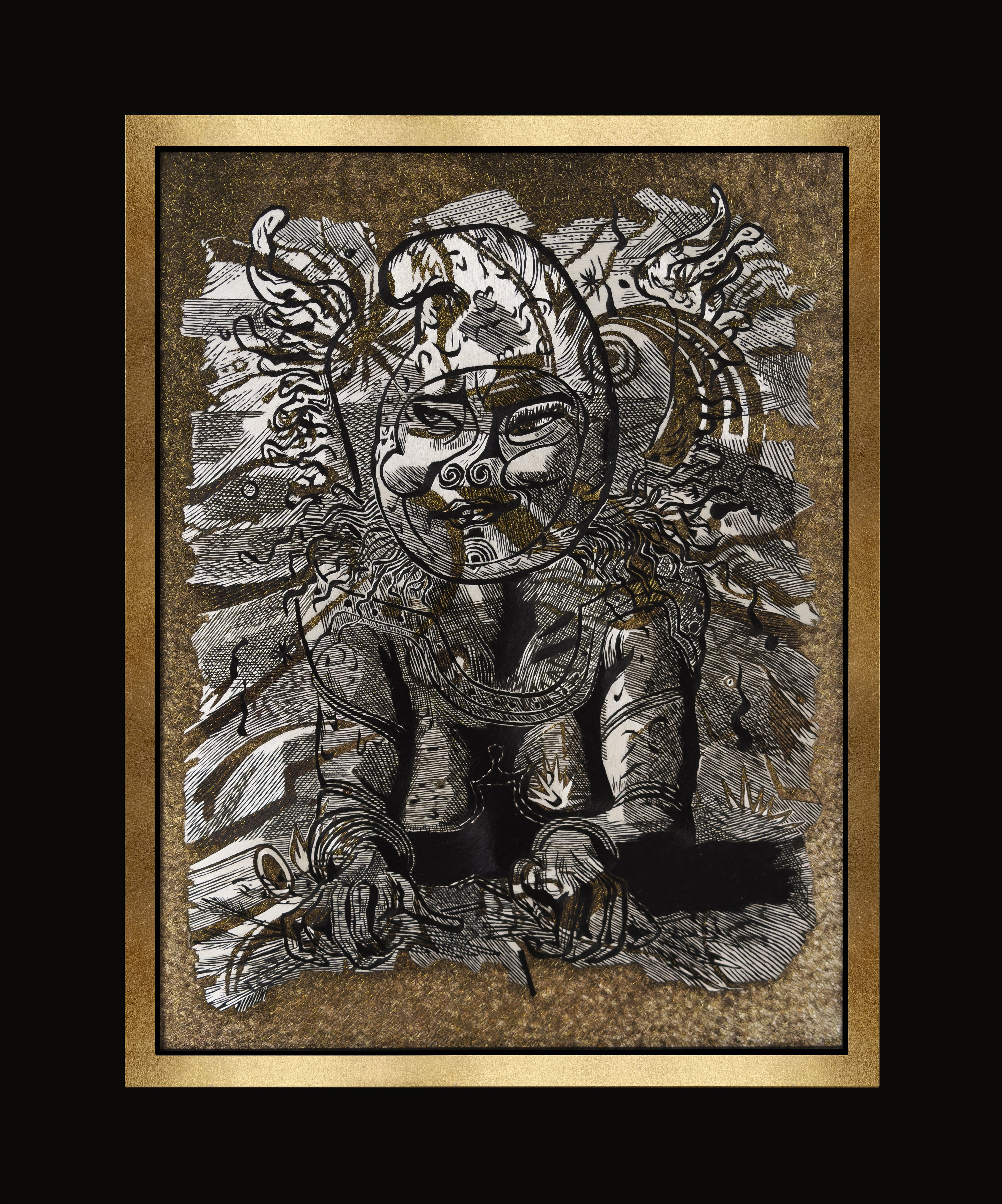 Michael Verkholantsev "Scythian" 1/1 Museum-Grade Silk & Gold Thread Fiber Art