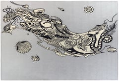 Fantasy River Unique 3D Sculpted Hand-Tufted Wool Rug, One-of-a-Kind Art Carpet