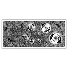 Black Ink and Swarovski Black Diamond Crystals Contemporary Wall Art