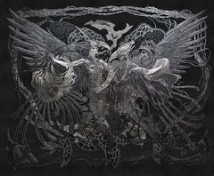 "Vol vers l'éternité" Tapisserie brodée à la main en fils d'argent Réédition