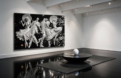 Museum-Quality "Promenade in Hong Kong" Hand-Carved Wood Lacquered Ebony Panel