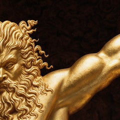 Diana Masterpiece Art Deco 24K Gold Leaf Wood Relief, Burl Walnut Wall Panel