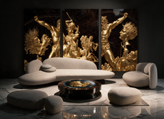 Feb-Apollo Art Deco Macassar Ebony & 24K Gold Leaf Low Cocktail Table