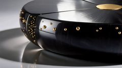 Large Art Deco Macassar Ebony & 24K Gold Monolithic Round Coffee Table