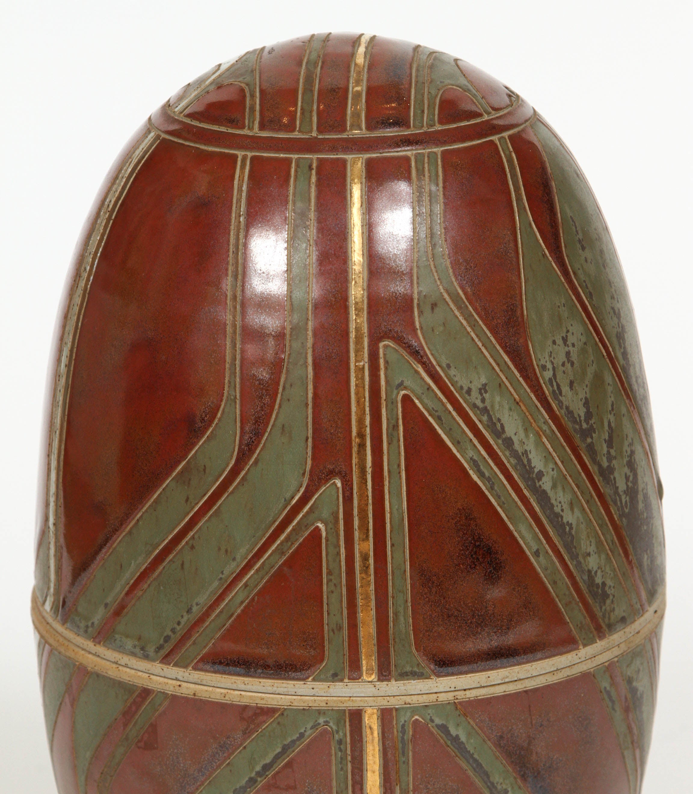 Vintage decorative ceramic egg box with Art Nouveau inspired pattern.