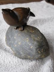 Bronze Bird on Stone, Marked Reussner