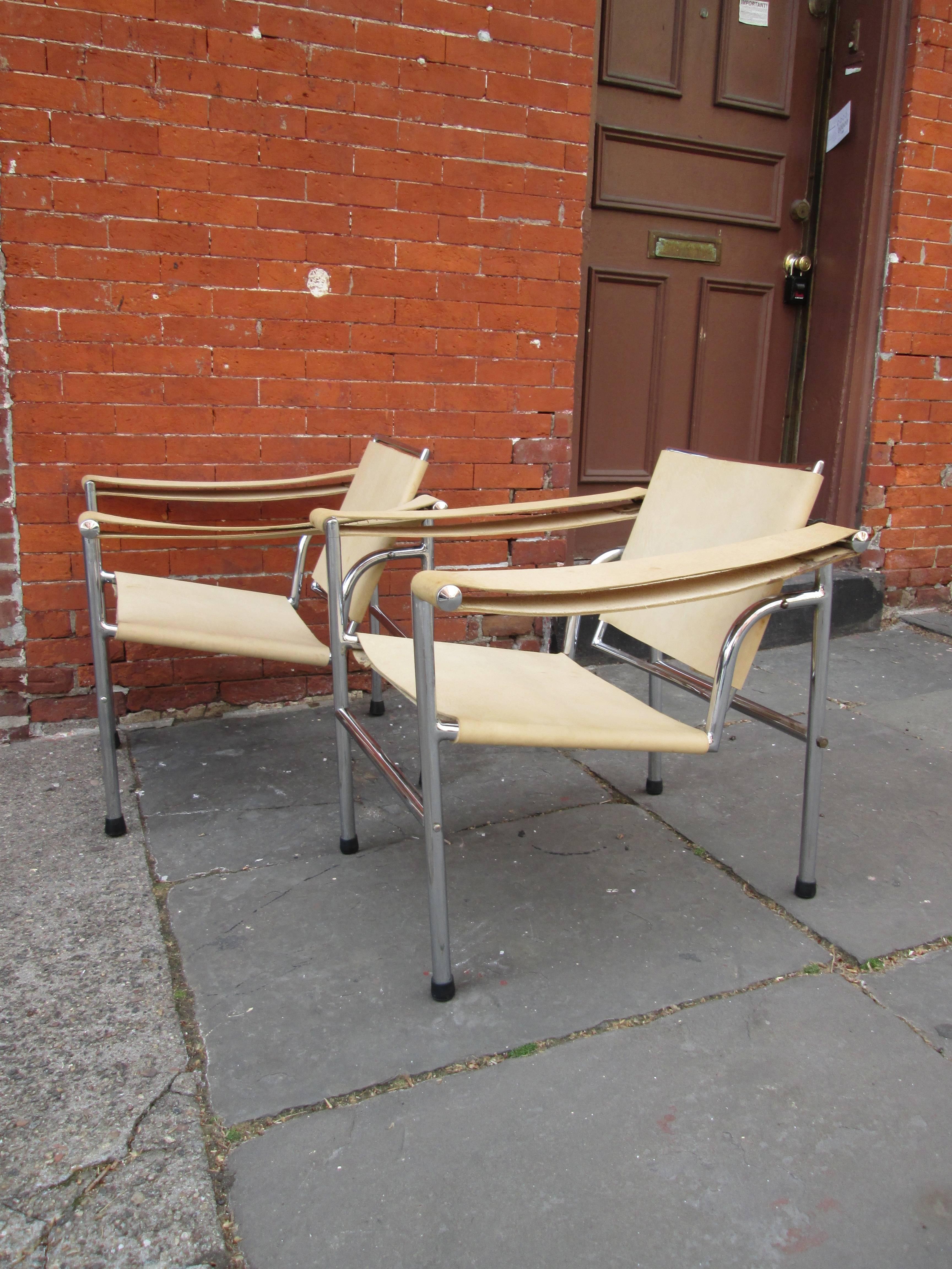 Pair of Modern Armchairs in the Manner of Le Corbusier by Charlotte Perriand 1