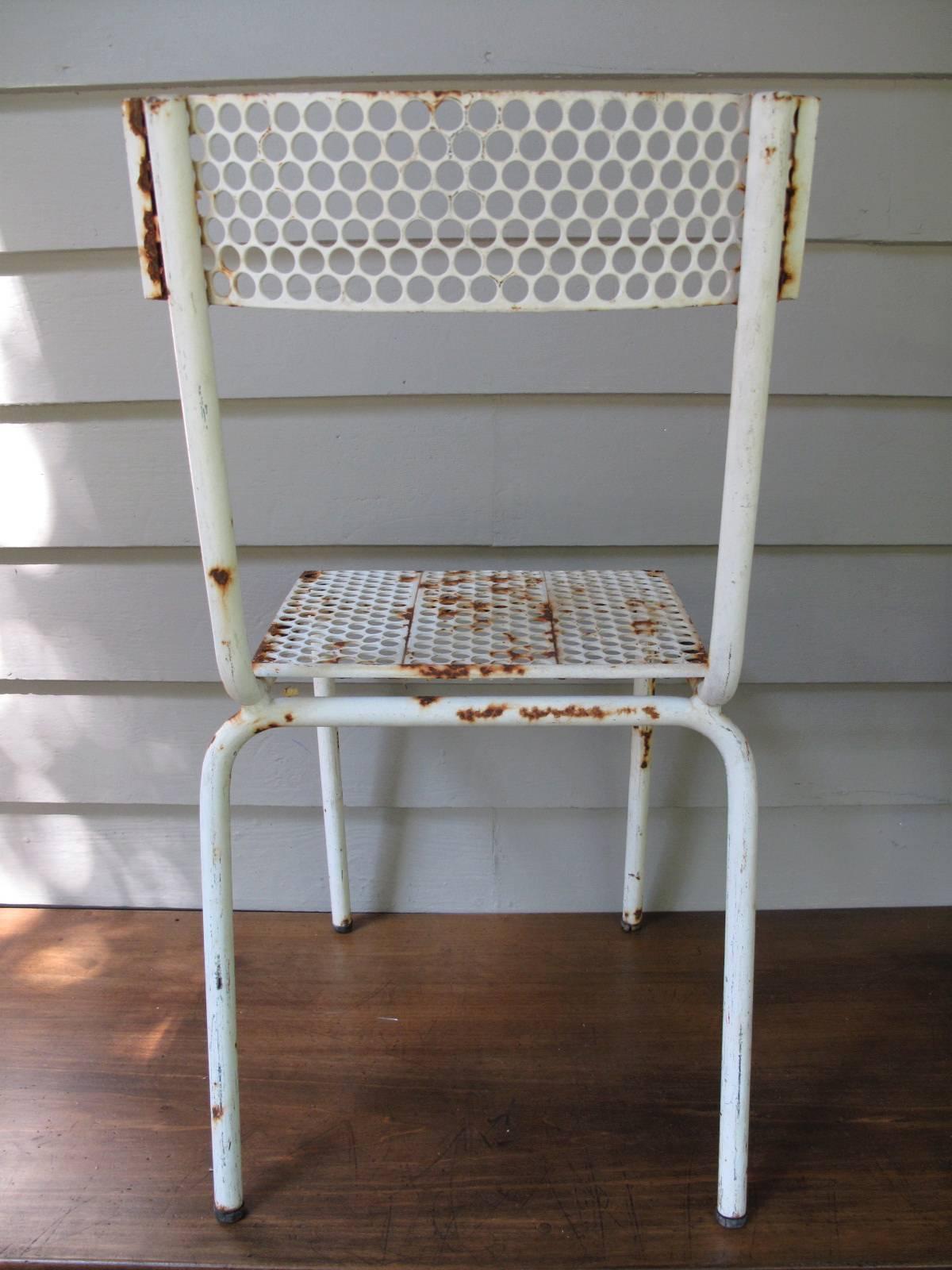 Two Perforated Steel French Bistro Chairs 3