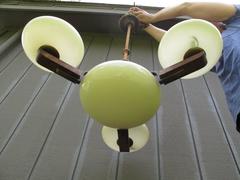 French Art Deco Vaseline Glass Chandelier