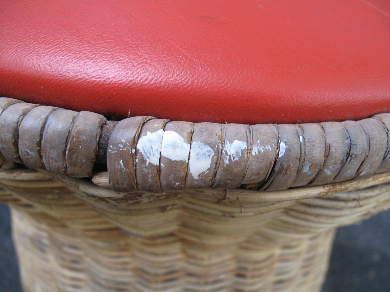 Pair of Brown Jordan Outdoor Wicker Poufs 2