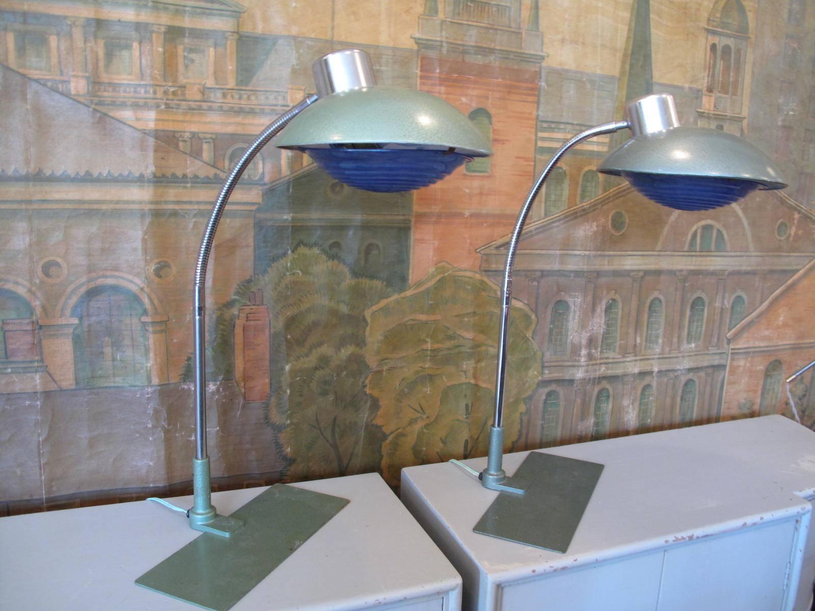 Industrial Pair of Louis Ferdinand Solere Table Lamps