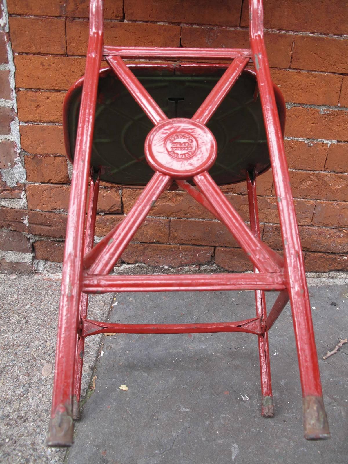 Set of Four Corduan Chicago Stamped Steel Folding Chairs 3
