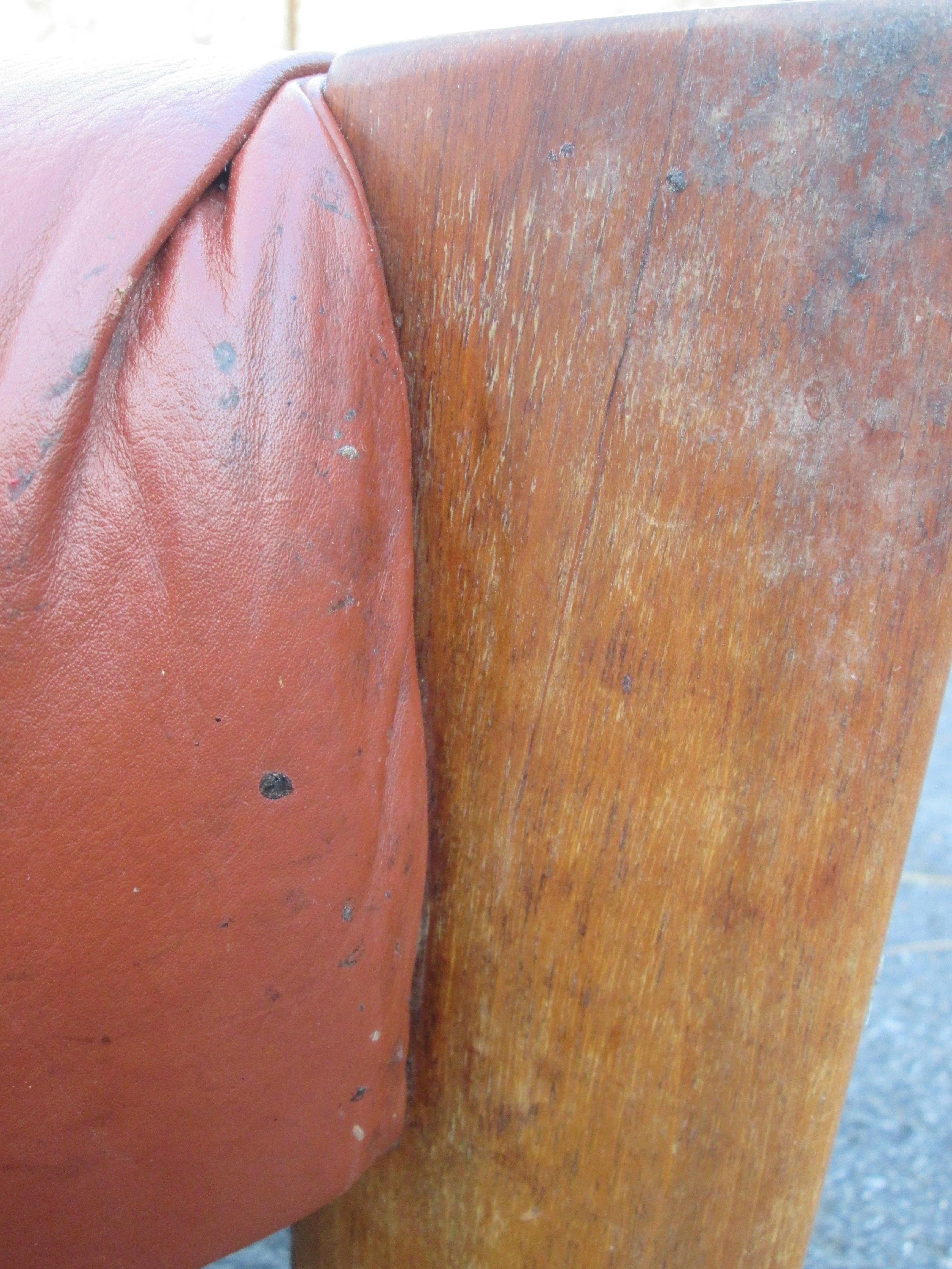 Percival Lafer Brazilian Leather and Rosewood Hassock In Good Condition In Brooklyn, NY