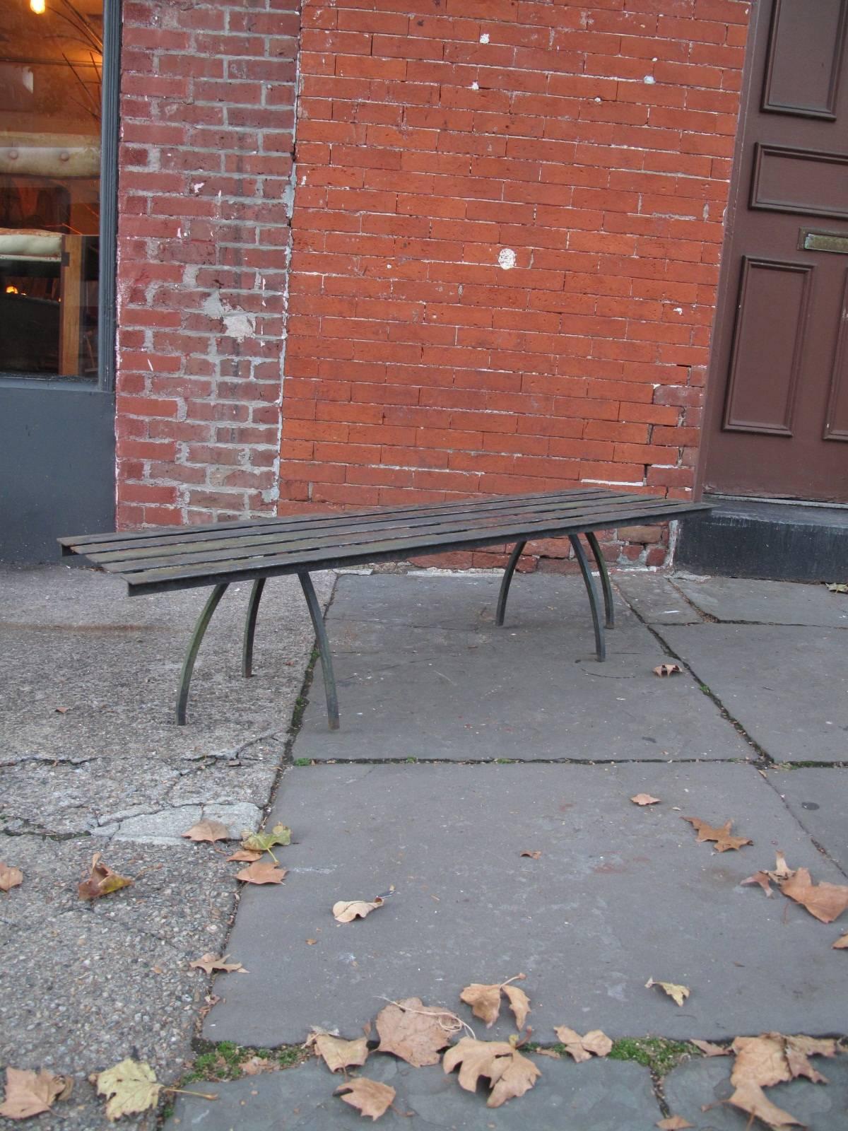 Industrial Iron Slat Bench For Sale 1