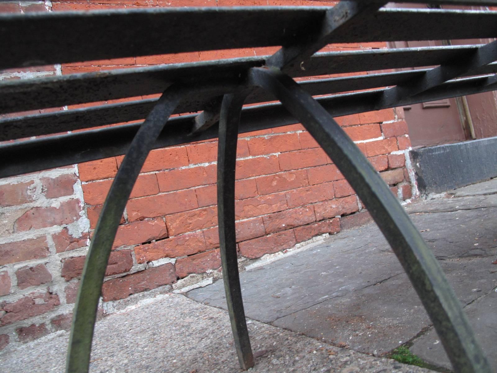 Industrial Iron Slat Bench For Sale 5