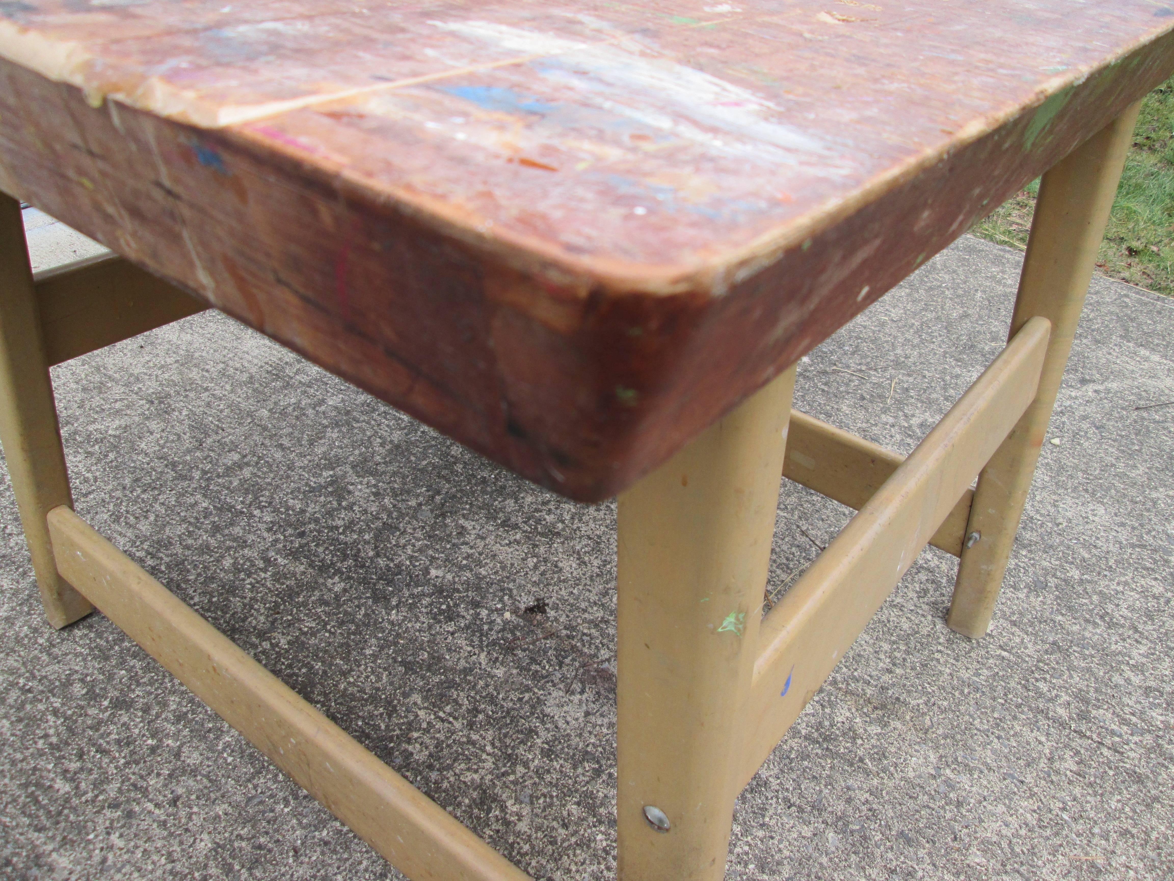 Butcher Block Art Studio Tables In Fair Condition In Brooklyn, NY