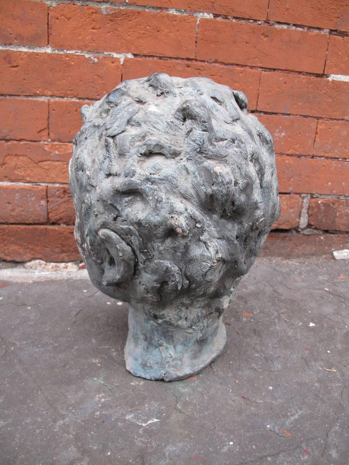 20th Century Clay Bust of a Young Man with Curls 2