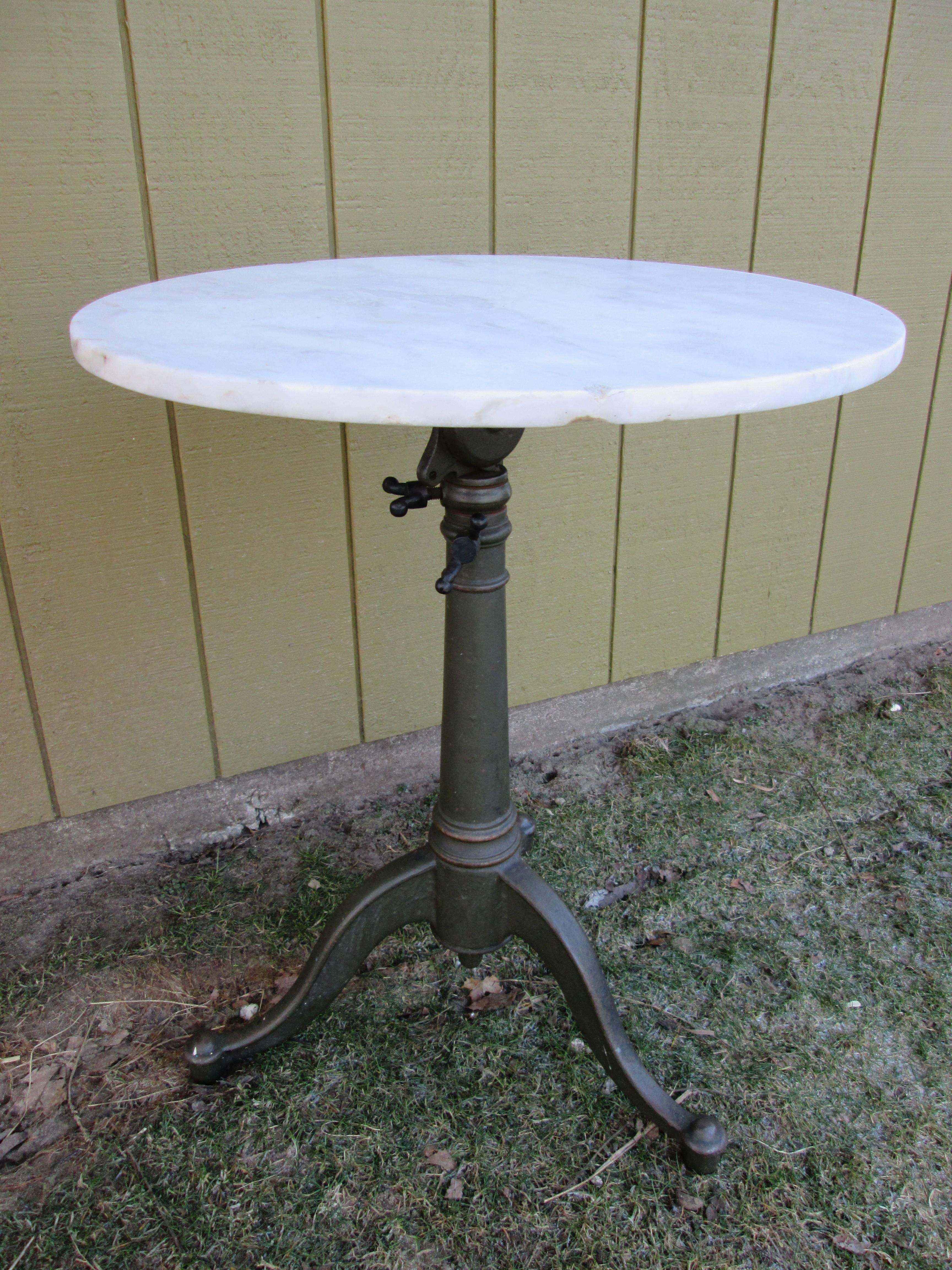 Cast Iron Tripod Table with Marble Top 2