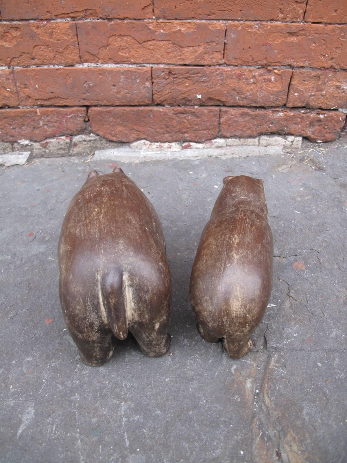 Pair of 20th Century Italian Ceramic Hippos 1