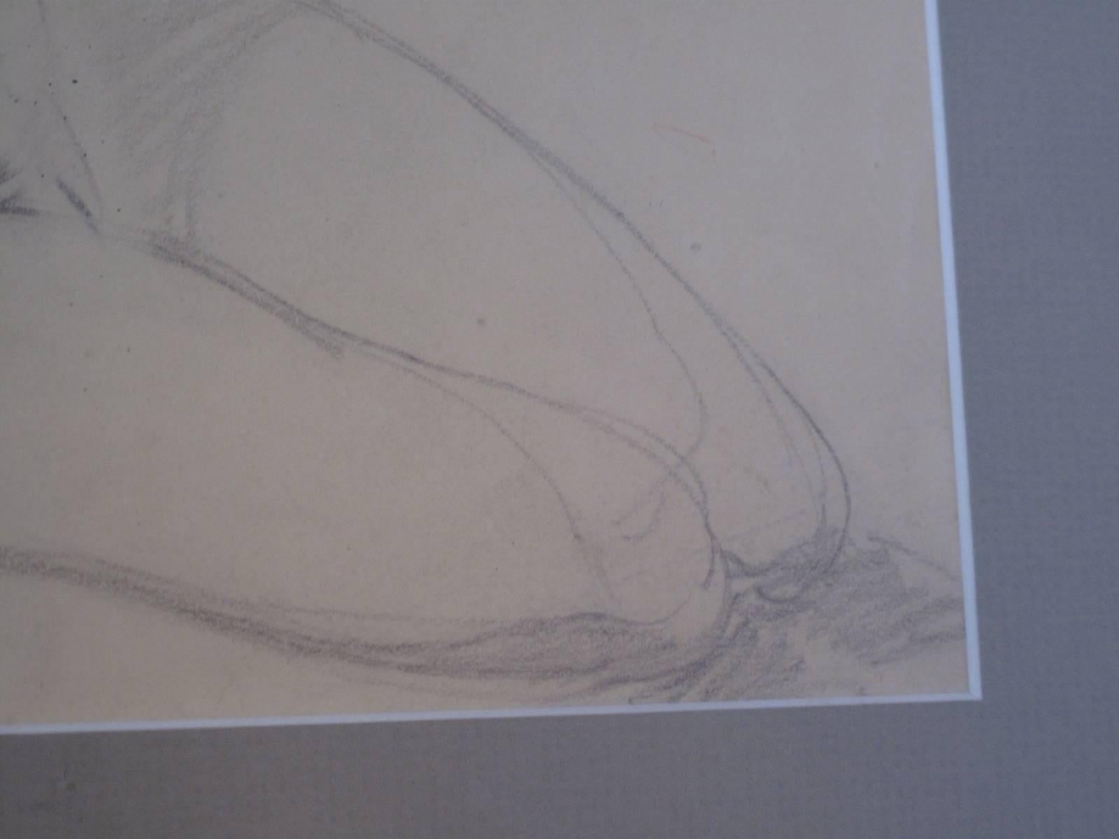 Seated Nude Pencil Sketch In Excellent Condition In Brooklyn, NY