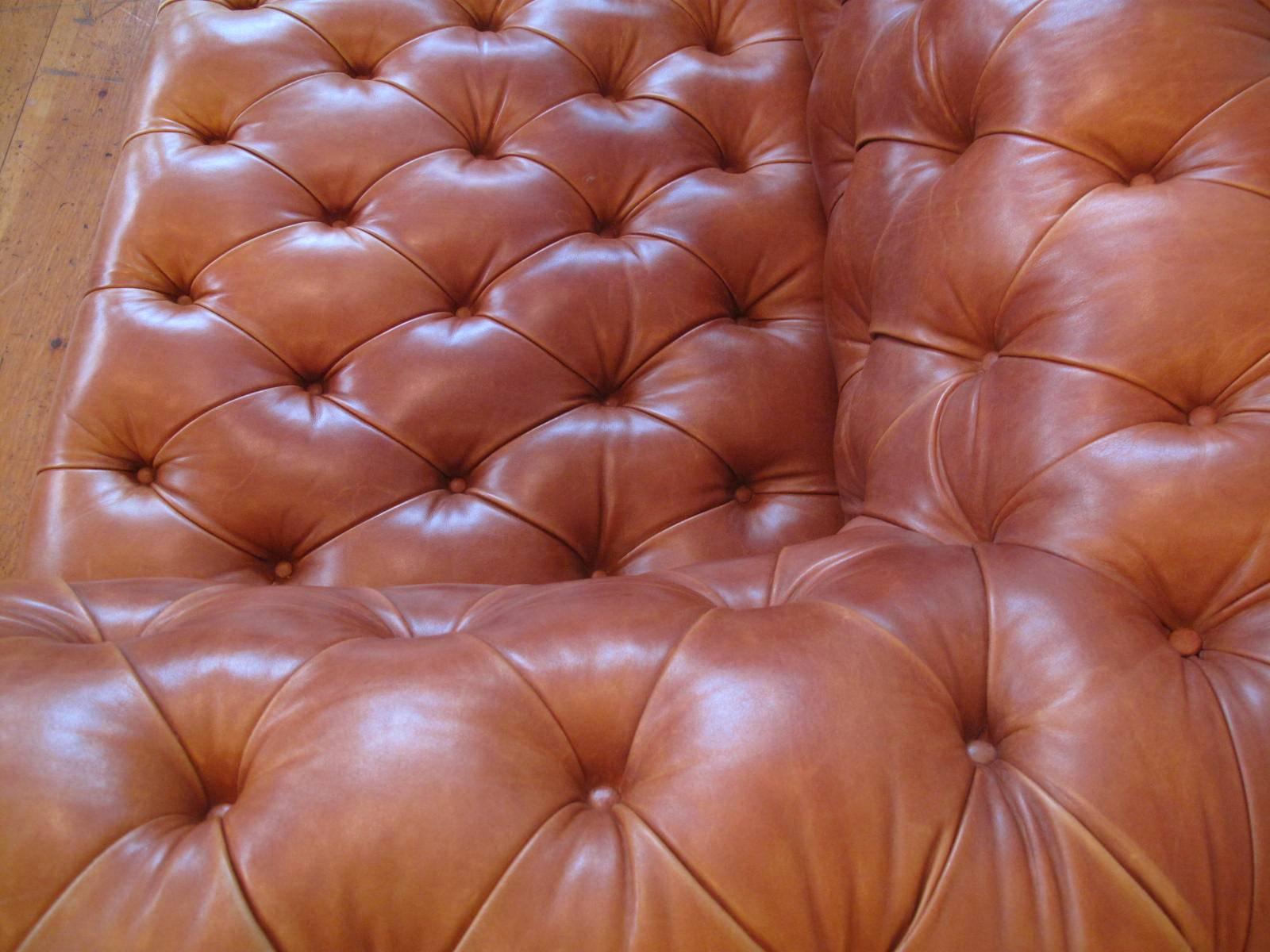 English George Smith Cognac Leather Sofa