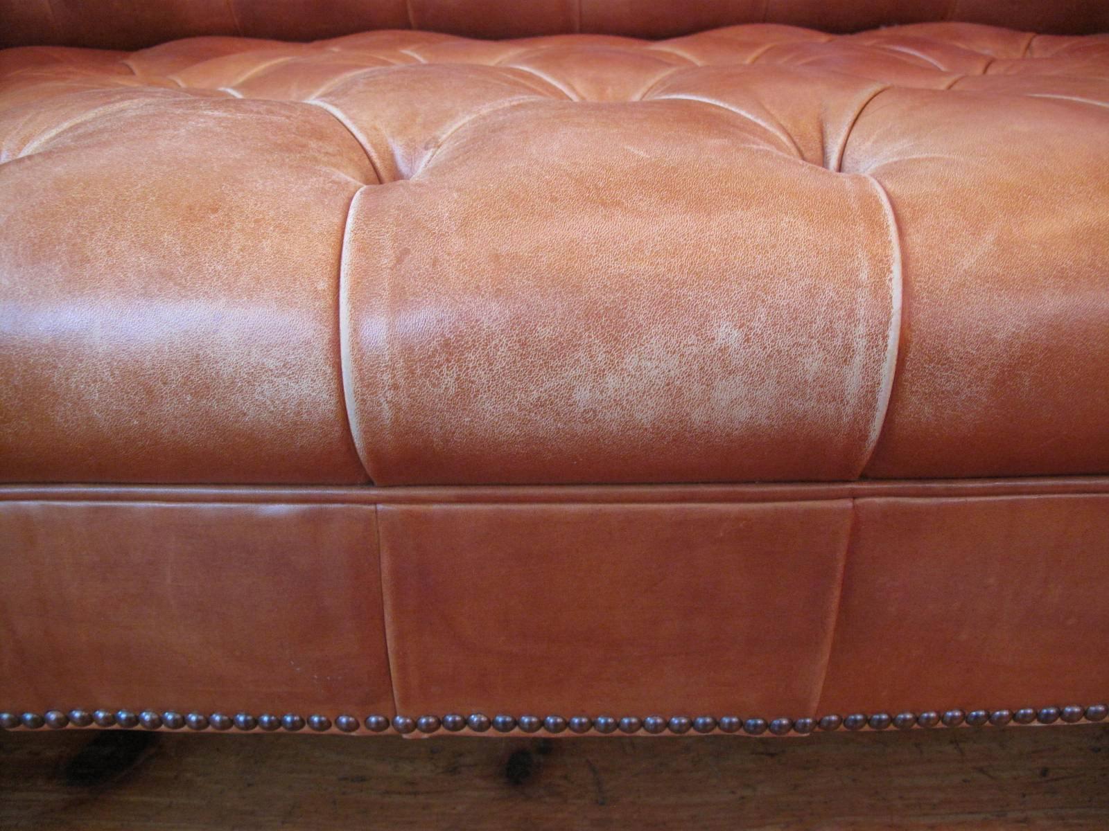 20th Century George Smith Cognac Leather Sofa