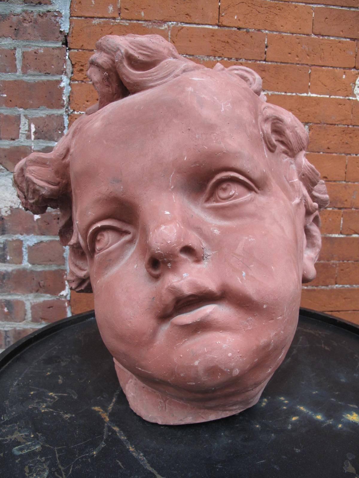 Monumental Terracotta Putti Bust 4
