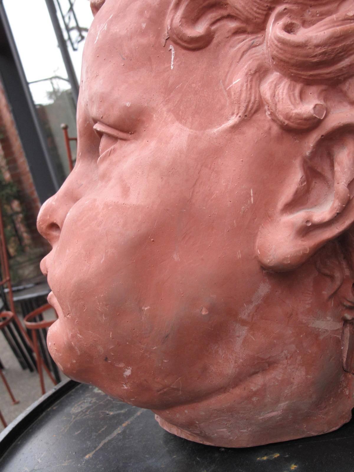 Rococo Monumental Terracotta Putti Bust