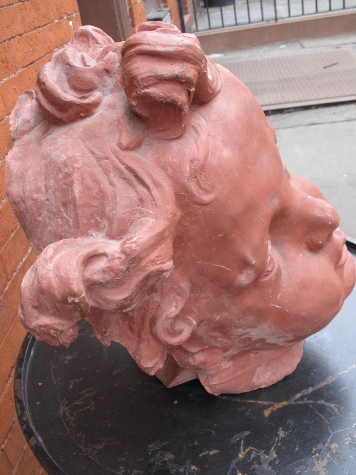 Monumental Terracotta Putti Bust 3