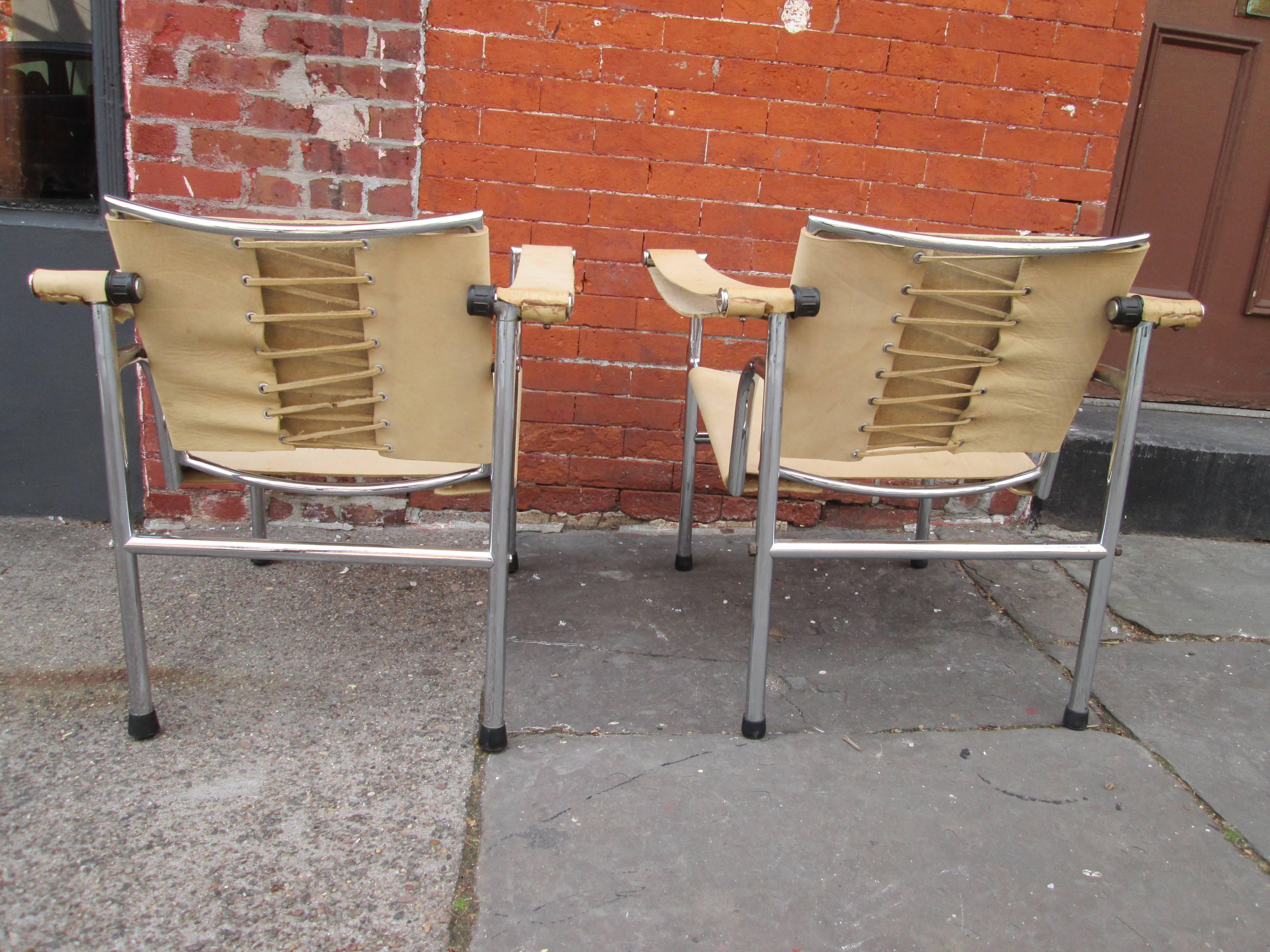 Pair of Modern Armchairs in the Manner of Le Corbusier by Charlotte Perriand 3
