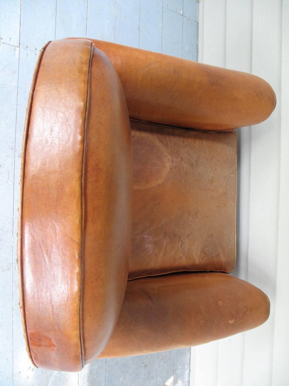 Monumental Art Deco Leather Club Chair 1