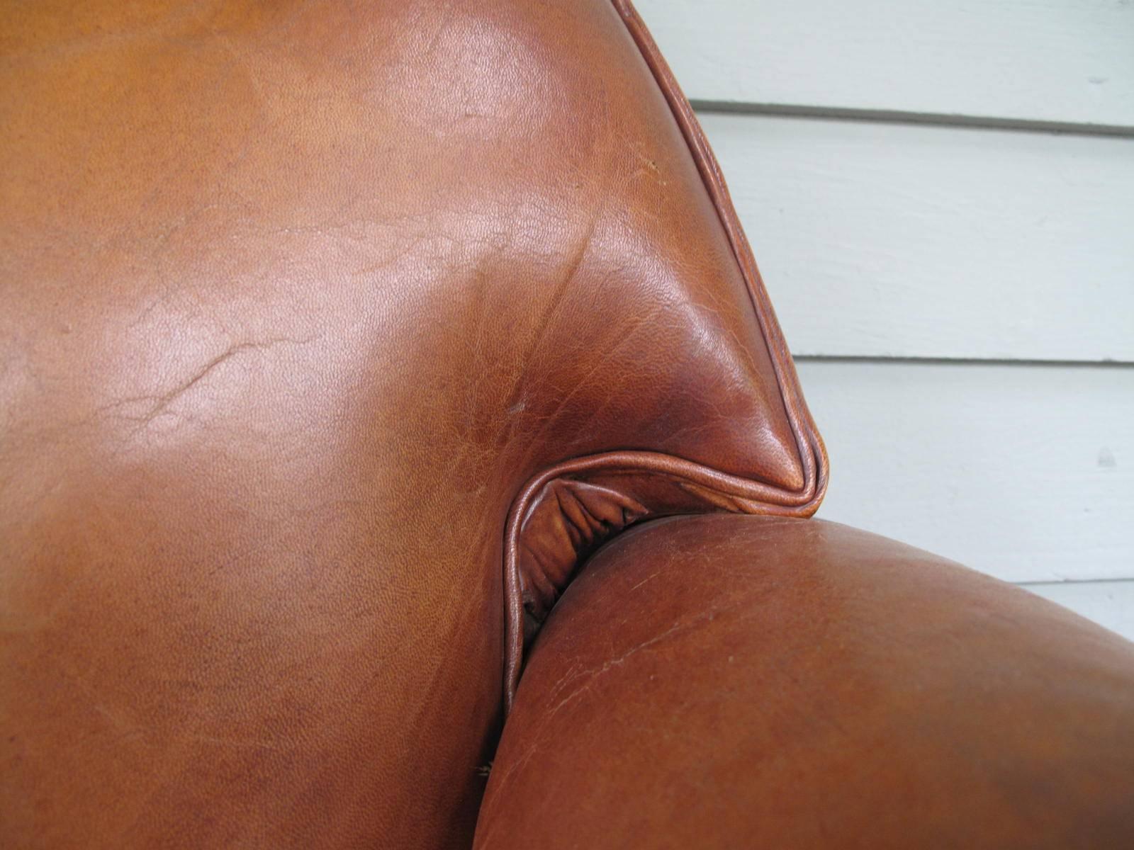 Monumental Art Deco Leather Club Chair 2