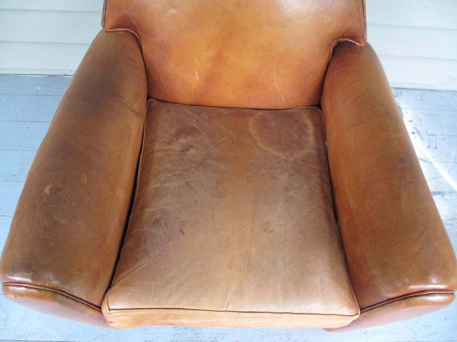 Monumental Art Deco Leather Club Chair 3