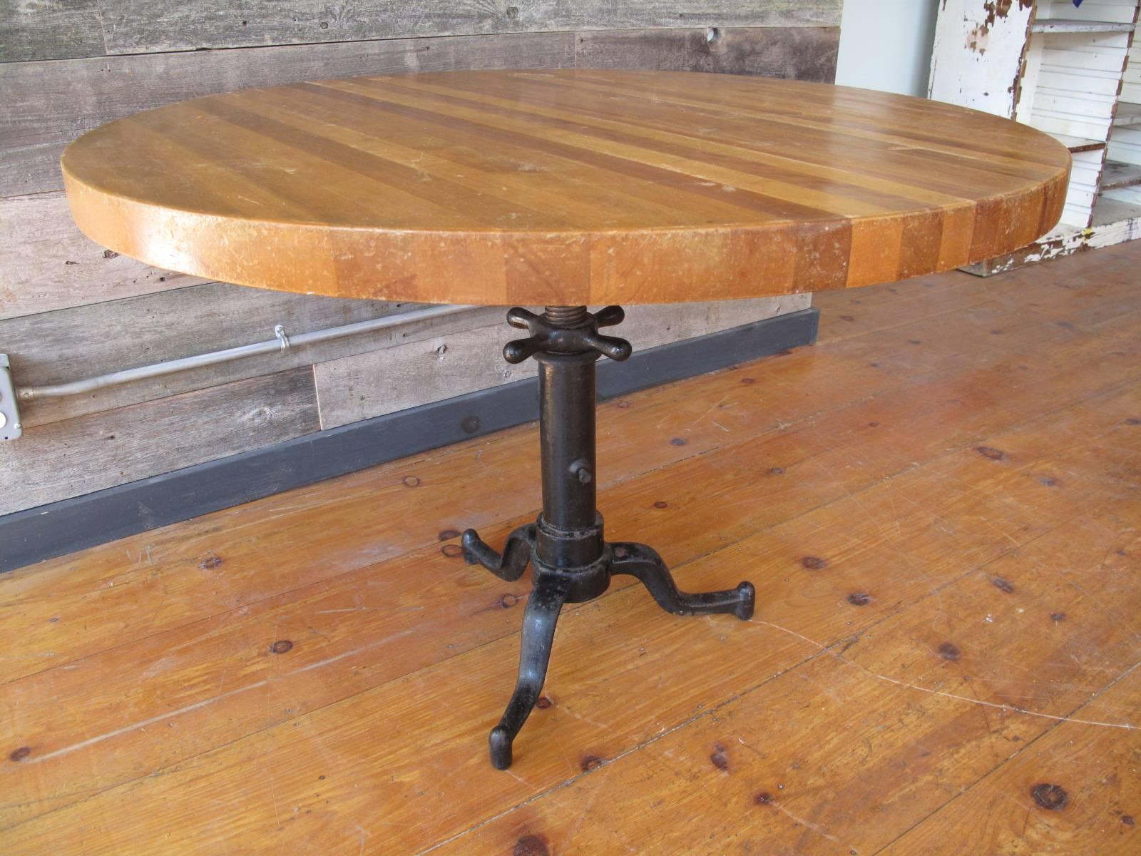 20th Century Industrial Butcher Block Table 3