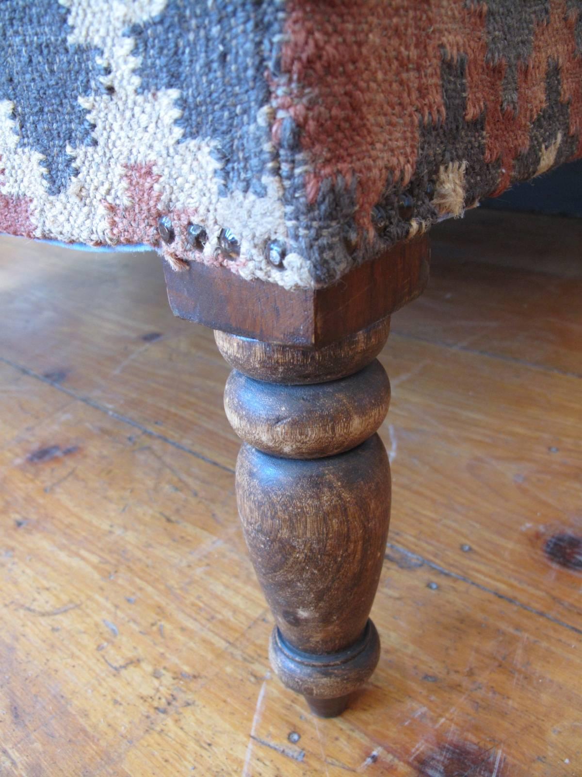 20th Century Square Kilim Ottoman