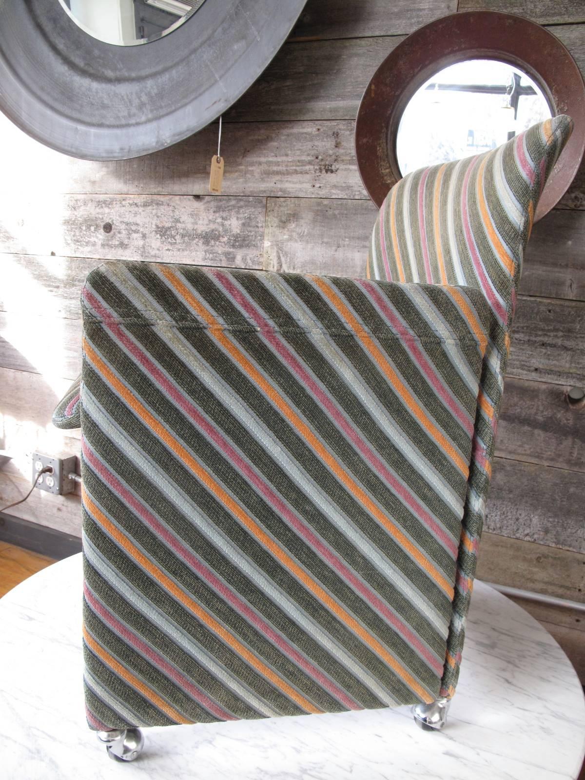 Modern Set of Four Striped Velvet Chairs, Saporiti