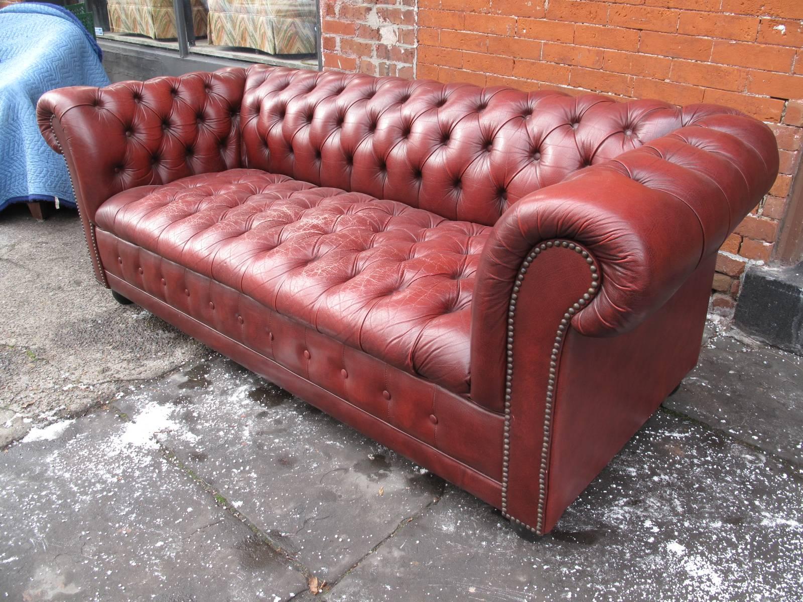 20th Century, Leather Chesterfield Sofa 5