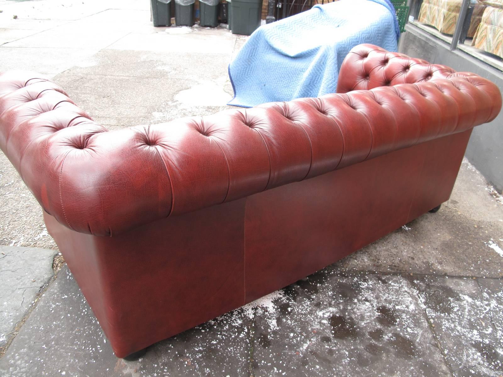 20th Century, Leather Chesterfield Sofa 6