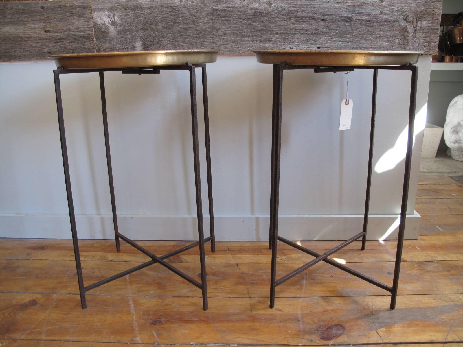 American Pair of Folding Brass Tray Tables