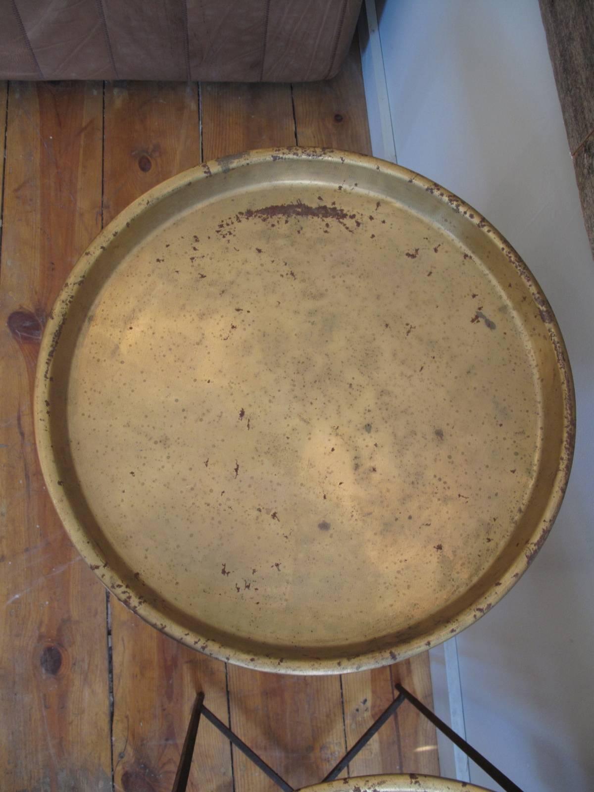 20th Century Pair of Folding Brass Tray Tables