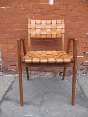 Mel Smilow Walnut and Leather Strap Armchair